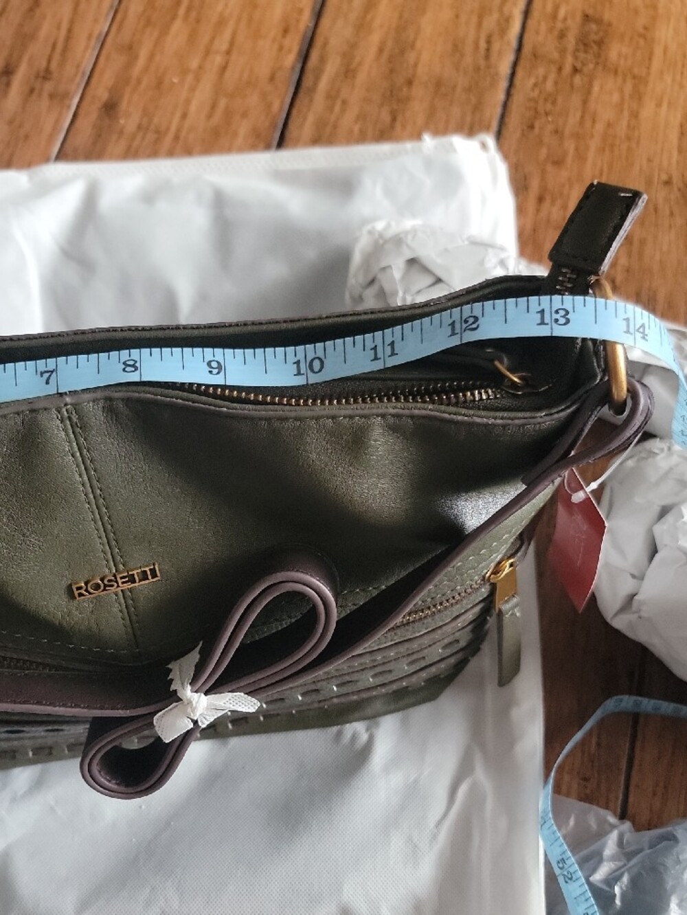 NWT Rosetti Olive Green Shoulder Bag with Laser-Cut Detail - Picture 7 of 11